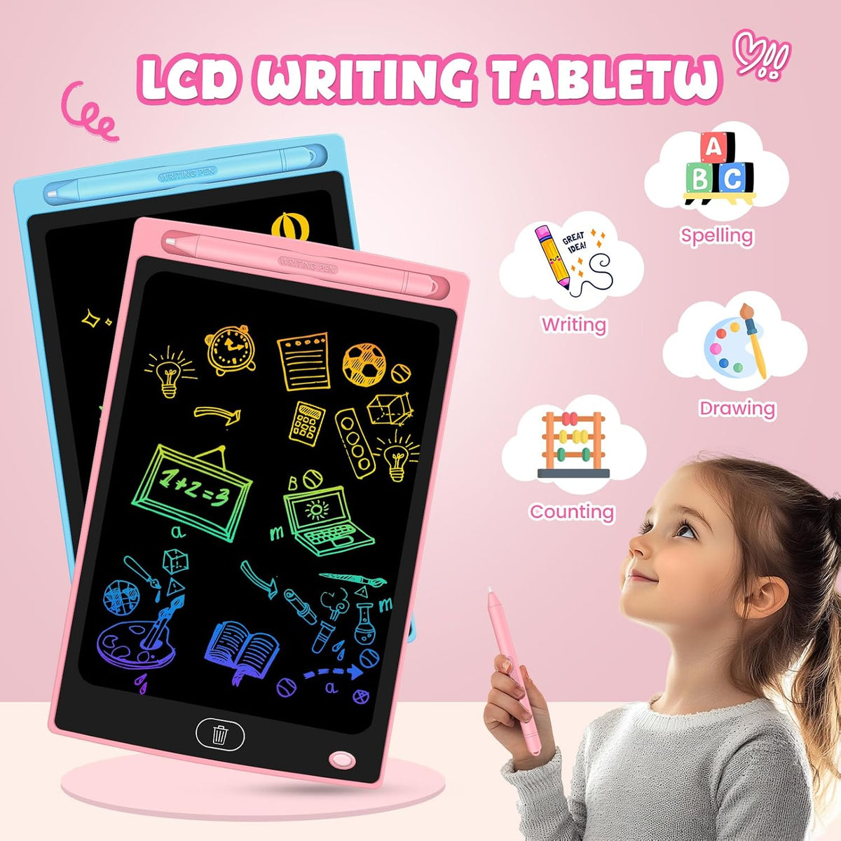 LCD Writing Tablet for Kids – Reusable Digital Drawing & Writing Pad with Stylus