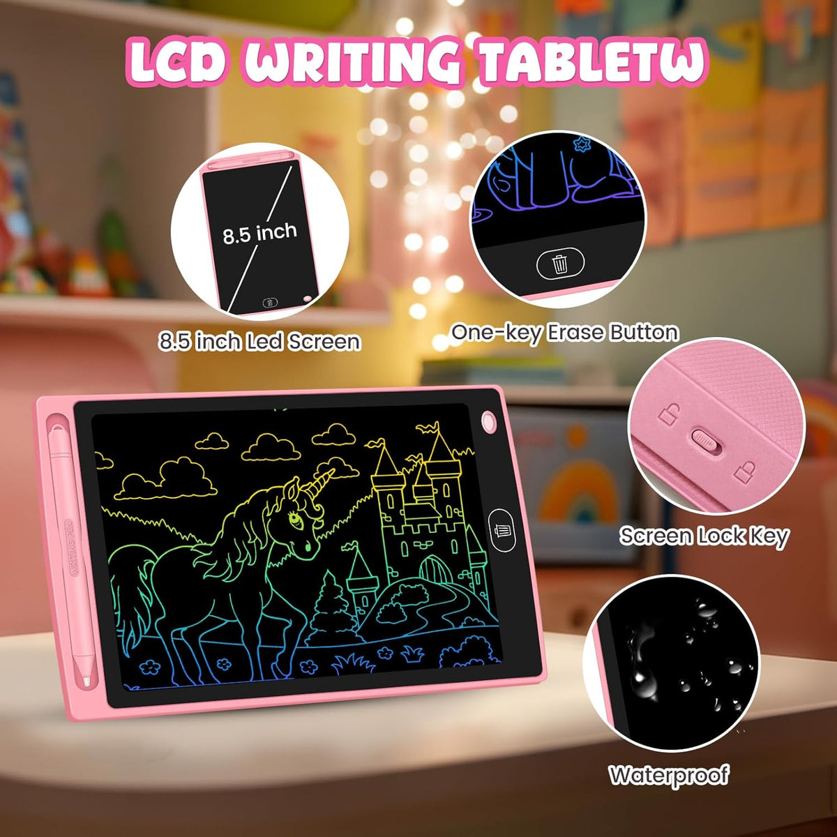 LCD Writing Tablet for Kids – Reusable Digital Drawing & Writing Pad with Stylus