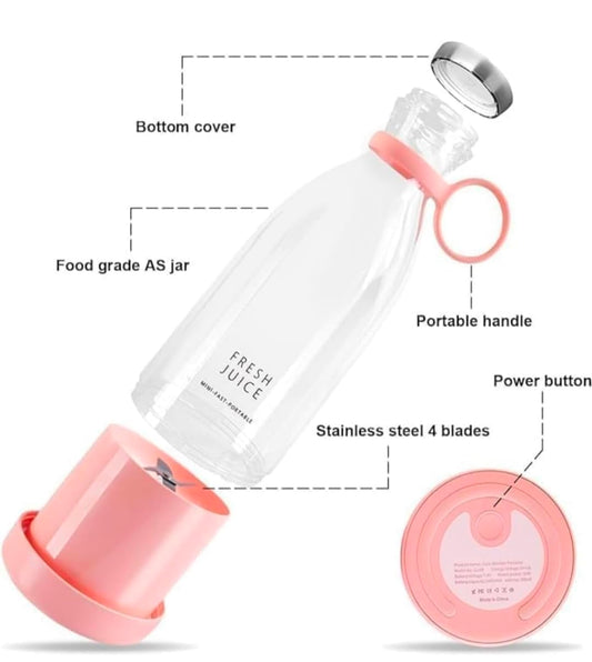 Portable Juicer Blender Bottle – Rechargeable Mini Fruit & Smoothie Maker