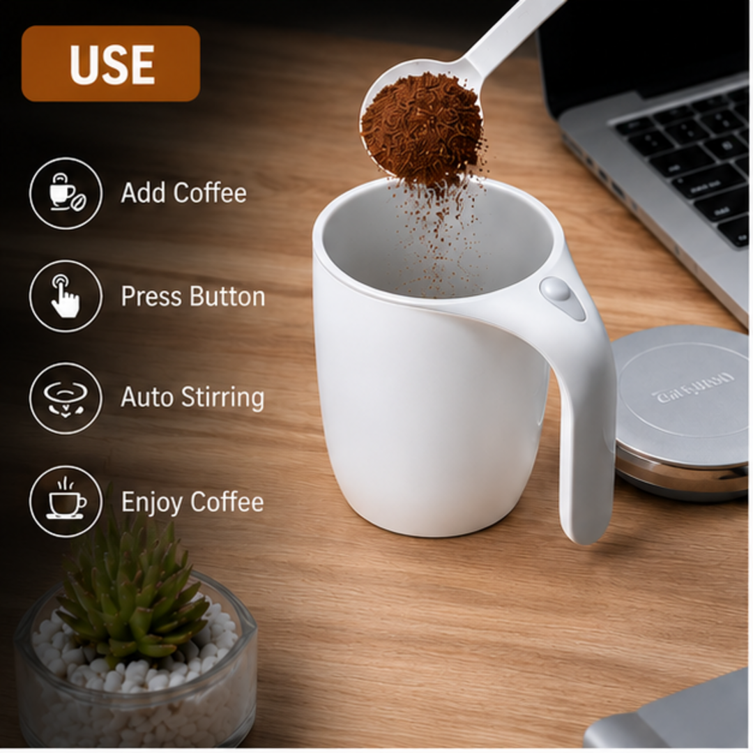 Self-Stirring Electric Mug Automatic Coffee & Drink Mixing Cup