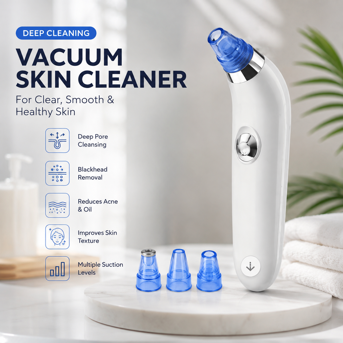 Electric Pore Vacuum Skin Cleaner – 4 in 1 Blackhead Remover, Pore Cleaner & Facial Skin Care Device