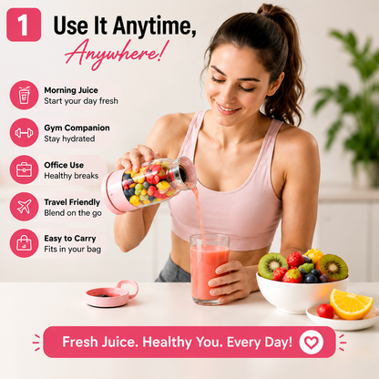 Portable Juicer Blender Bottle – Rechargeable Mini Fruit & Smoothie Maker